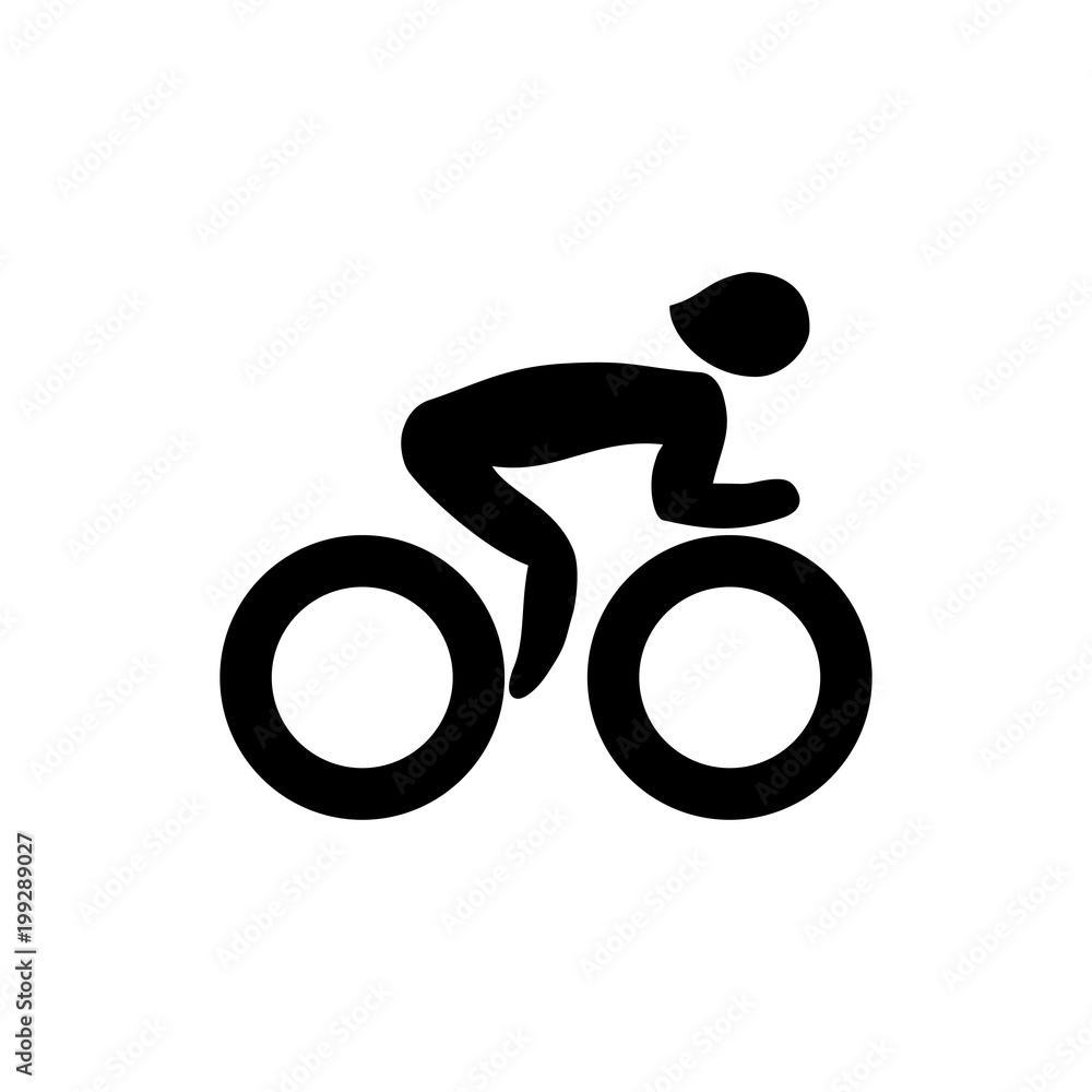 Black icon cyclist isolated on white background Black icon cyclist isolated on white background