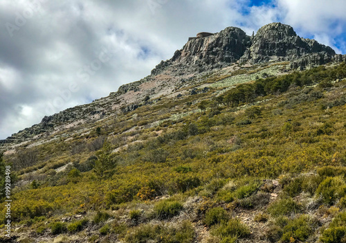 Mountains view in a cloudy day in Peña de Francia, Salamanca with blue sky and clouds