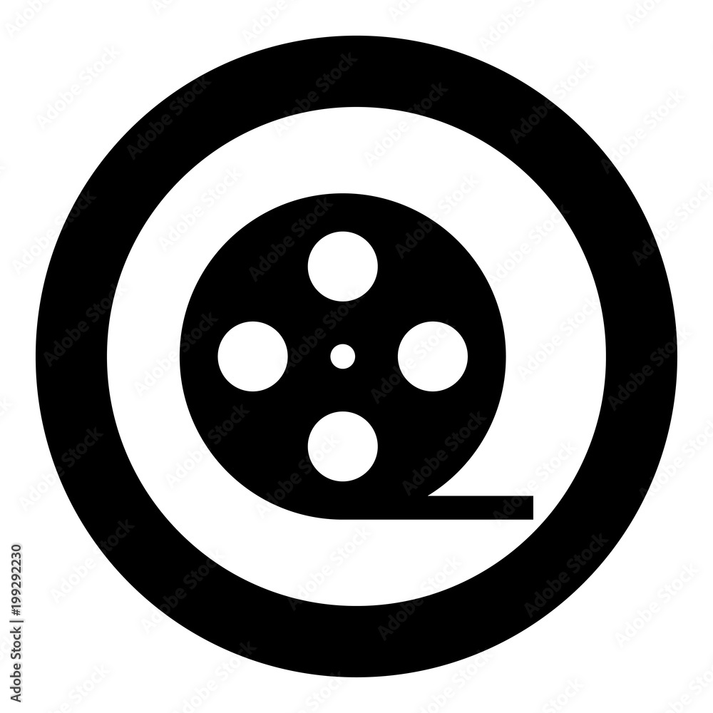 Film strip black icon in circle vector illustration isolated . Film strip black icon in circle vector illustration isolated .