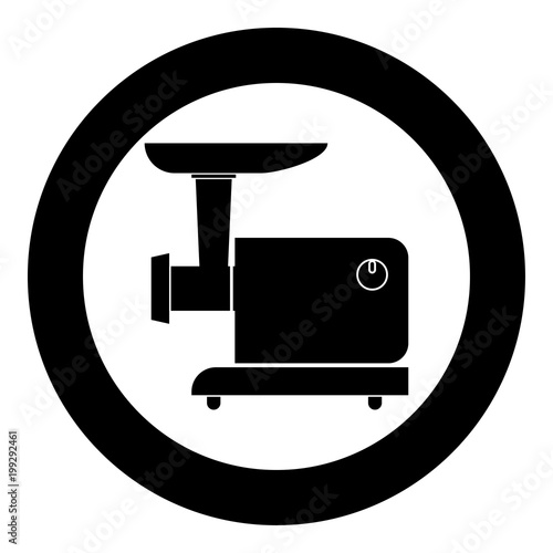Electric meat mincer black icon in circle vector illustration isolated .