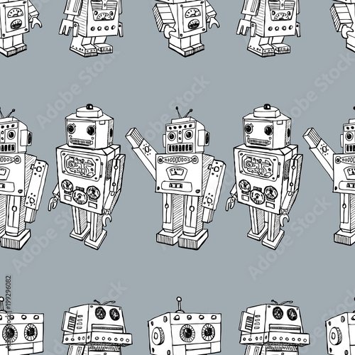 Seamess background of the toy robots
