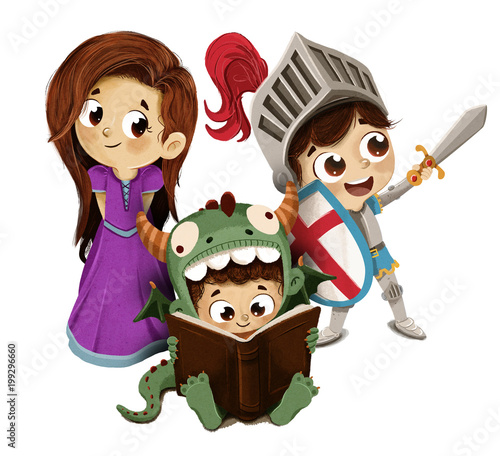 Sant Jordi, princesa caballero y dragón infantil