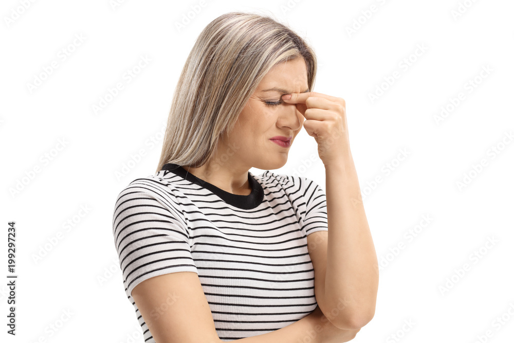 Young woman having a headache Young woman having a headache