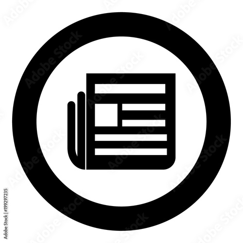 Newspaper icon black color in circle photo