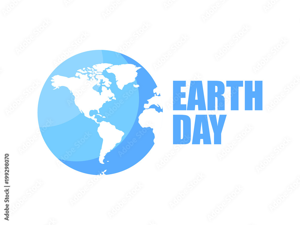Earth day logo design. 22 April. Blue and white color. Vector illustration