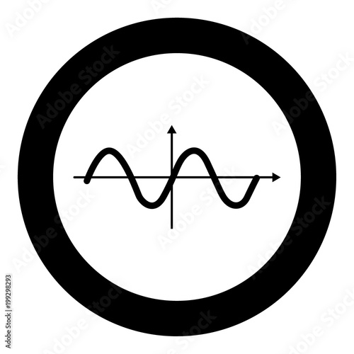 Sinewave icon black color in circle