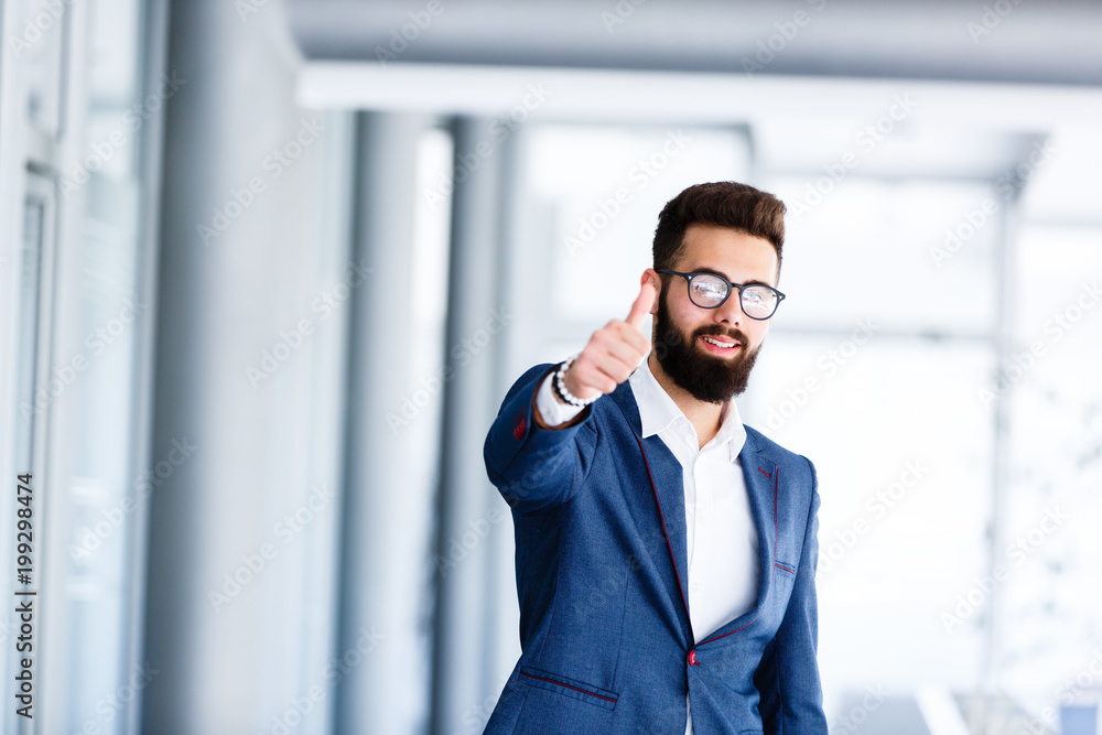 Motivational Gesture By Young Handsome Businessman Motivational Gesture By Young Handsome Businessman