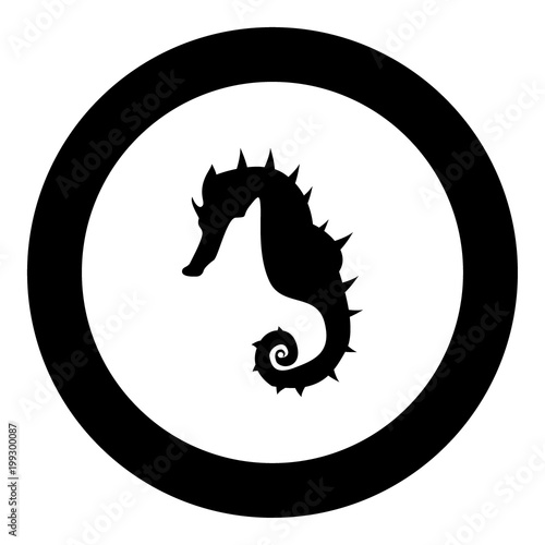 Seahorse icon black color in circle
