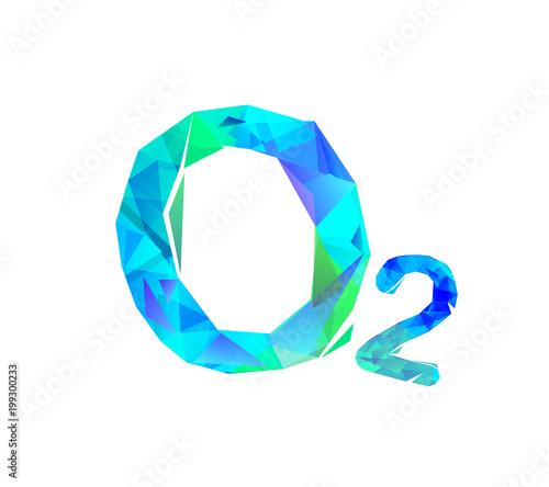 O2 Oxygen Formula. Triangular symbol