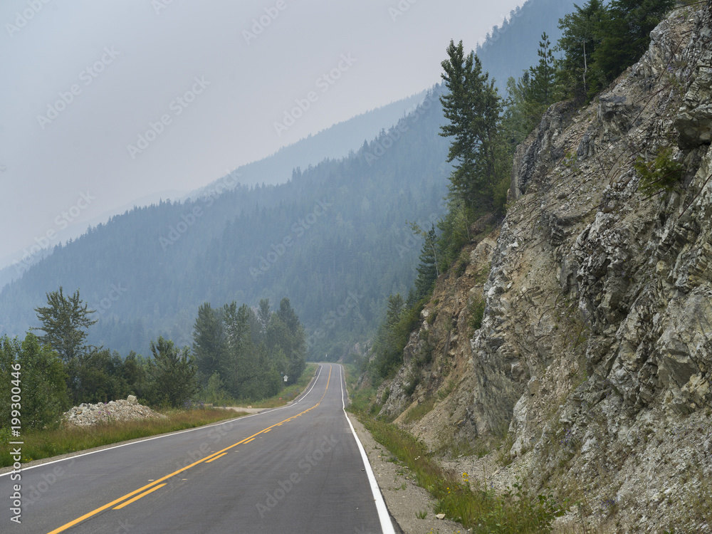 View of mountain road, British Columbia, Canada