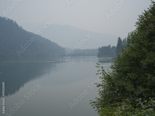 Scenic view of lake at dawn, British Columbia, Canada