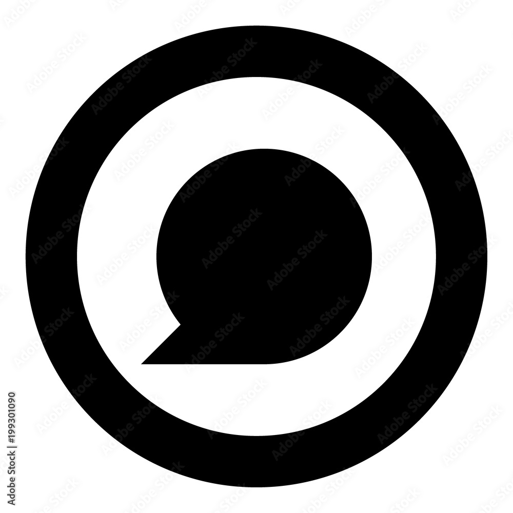 Sign commentary black icon in circle vector illustration