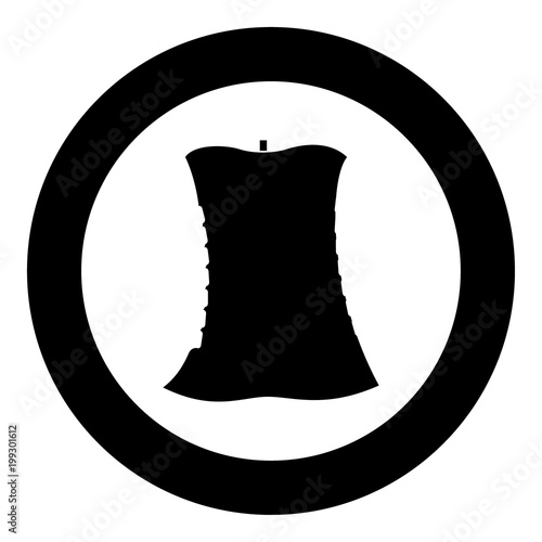 Apple core black icon in circle vector illustration