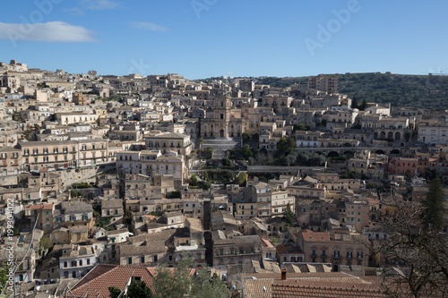 View of Modica and the San Giorgio cathedral, Sicily, Italy