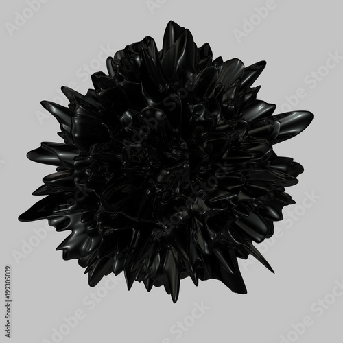 Slika na platnu Abstract 3d render - deformed glossy shape Isolated on grey background