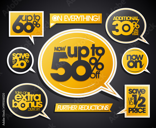 Sale stickers and speech bubbles set - further reductions