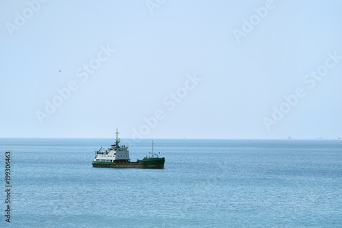 A ship in the sea to deepen the seabed. Ship for removal of soil