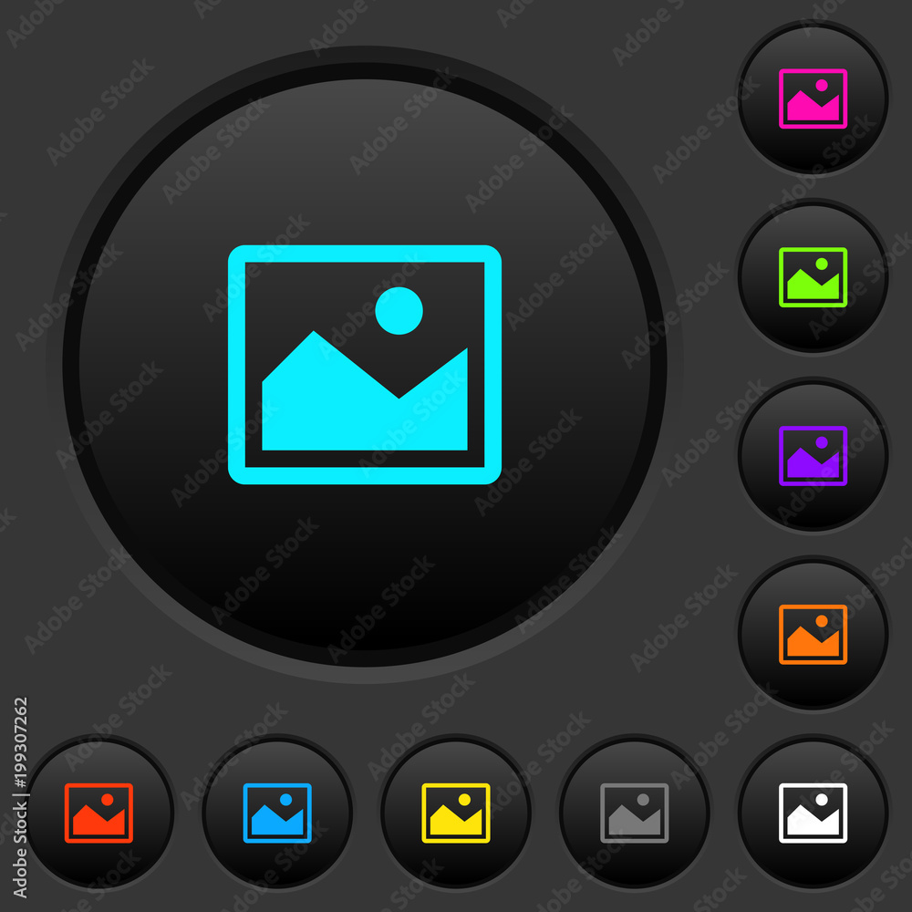 Single picture dark push buttons with color icons Single picture dark push buttons with color icons