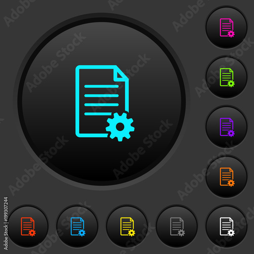 Document setup dark push buttons with color icons