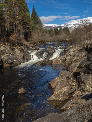 The Easan Dubha falls in Glen Orchy in the Scottish Highlands