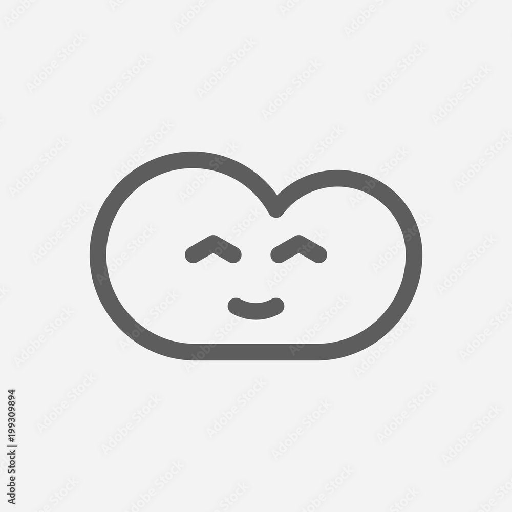 Happy cloud icon line symbol. Isolated vector illustration of funny