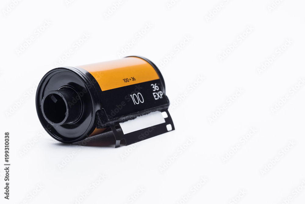 Fototapeta premium photo film in cartridge isolated on white background.