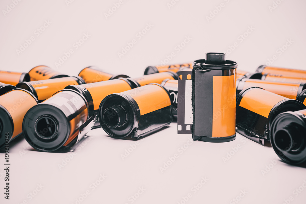photo film in cartridge isolated on white background. photo film in cartridge isolated on white background.