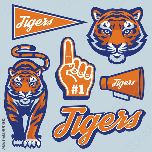 tiger in sport mascot style set