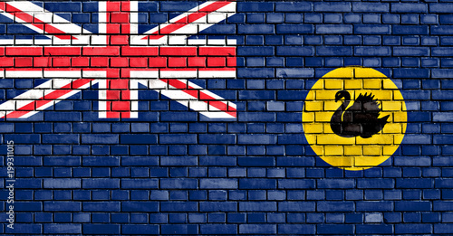 flag of Western Australia painted on brick wall