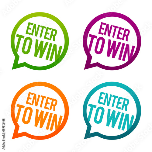 Enter to win round Buttons. Circle Eps10 Vector.