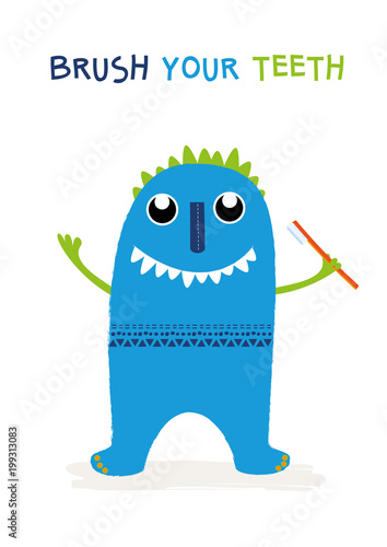 Cute colorful smile monster. Vector illustration