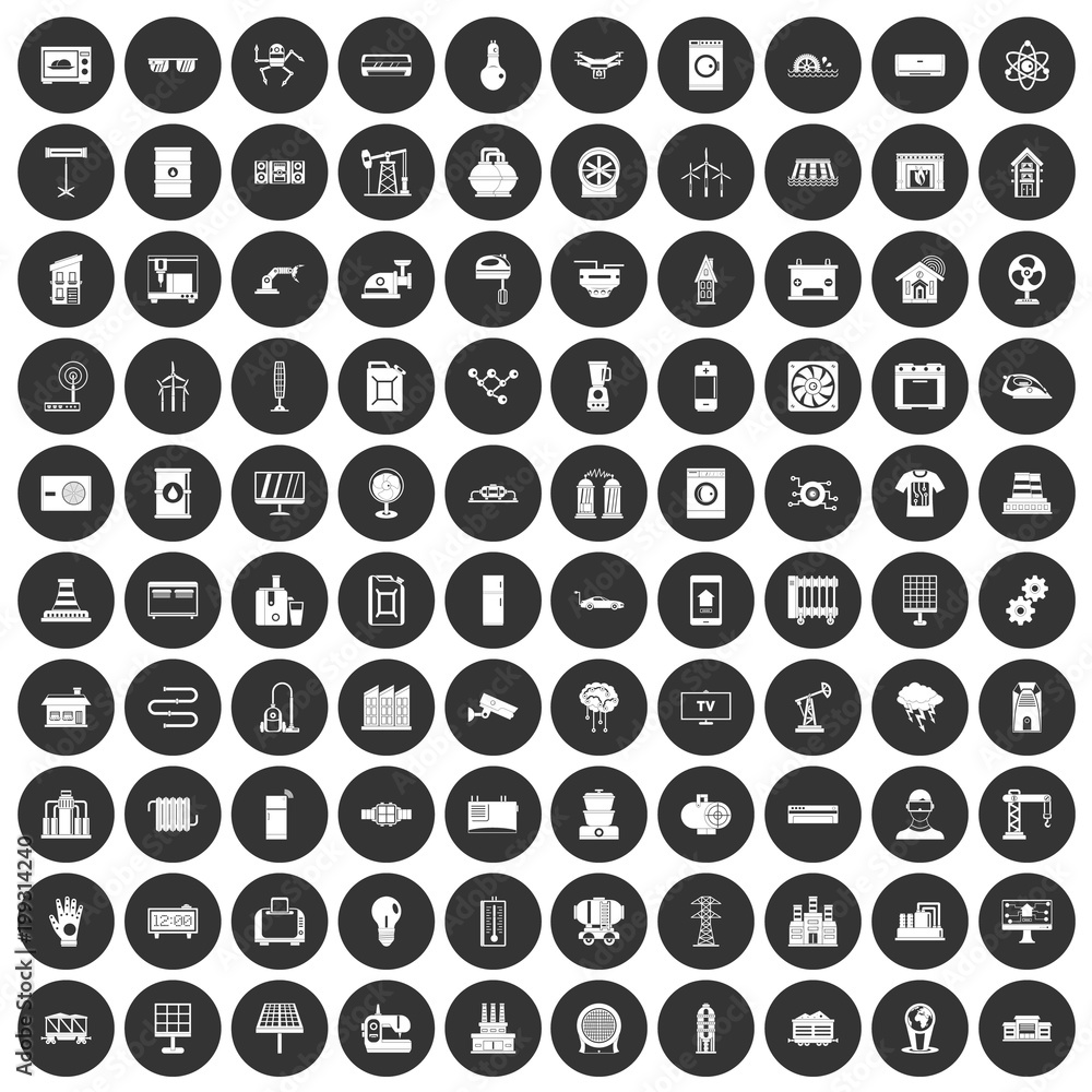 100 electrical engineering icons set black circle 100 electrical engineering icons set black circle
