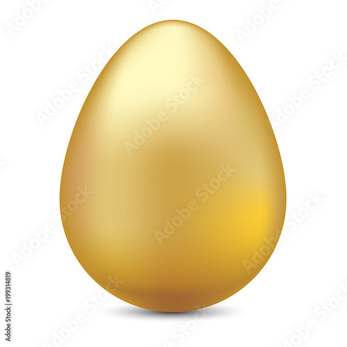 Realistic golden egg on white for ester festival celebration vector illustration.