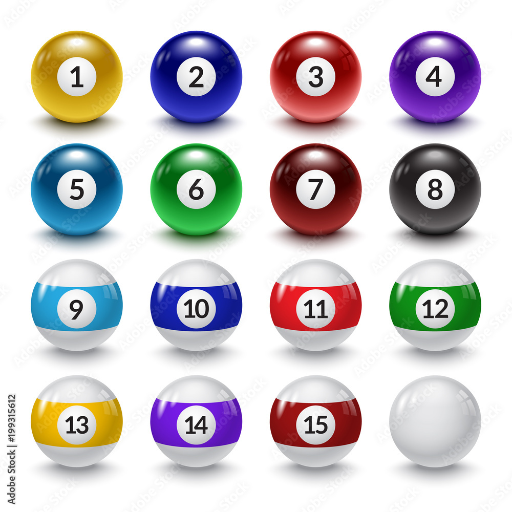 Billiard balls illustration. Snooker game balls set. Eps10 vector. Billiard balls illustration. Snooker game balls set. Eps10 vector.