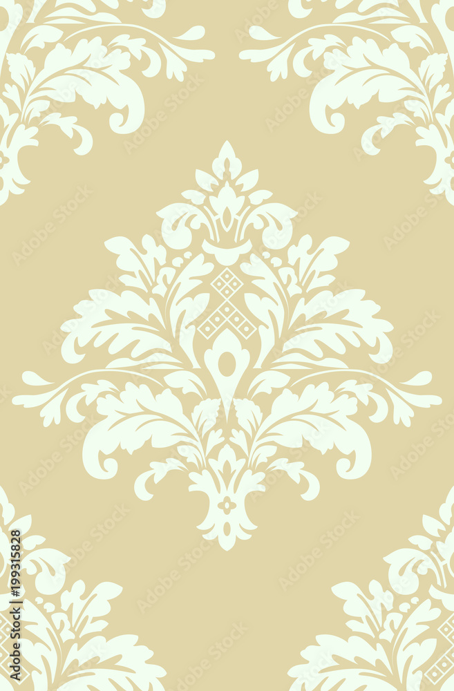 Fototapeta premium Vector beautiful damask pattern. Royal pattern with floral ornament. Seamless wallpaper with a damask pattern. Vector illustration.