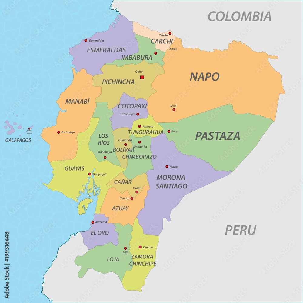 Obraz na plátně Map of Ecuador