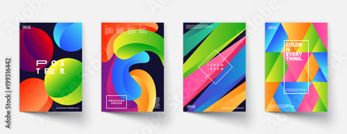 Modern colorful posters set. Gradient shapes composition. Eps10 vector.
