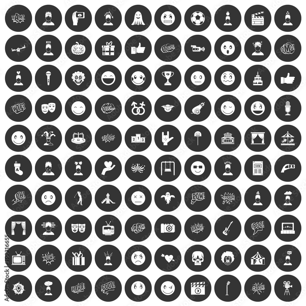 100 emotion icons set black circle 100 emotion icons set black circle