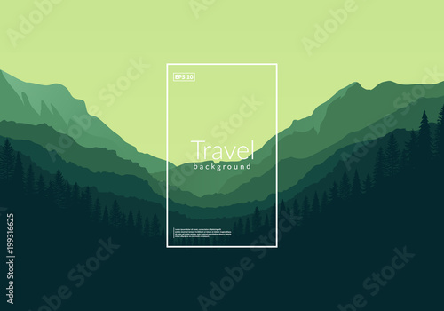 Forest and mountains illustration. Eps10 vector background.