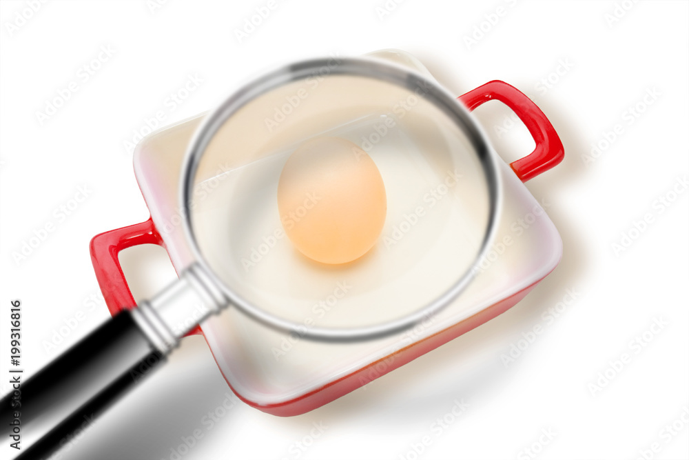 Quality control about salmonella bacterium on eggs on cooking pan