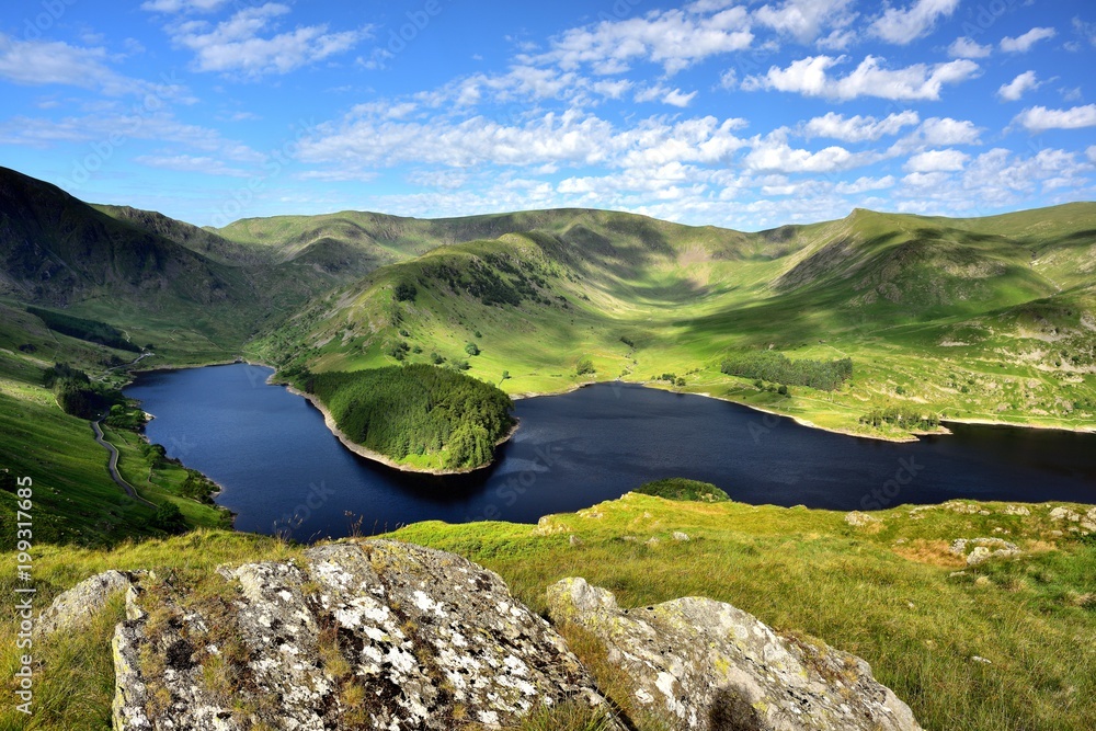 Naklejka premium Sunlight over Mardale Head Haweswater