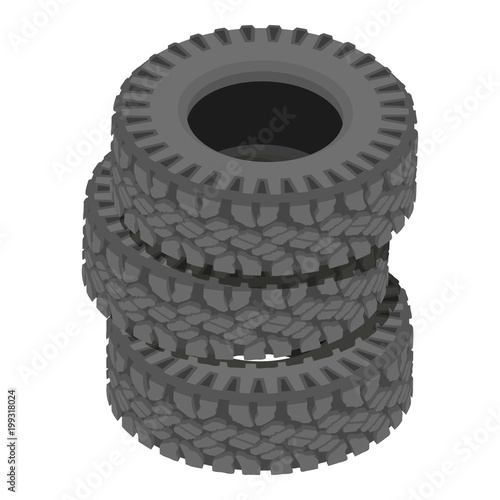 Cover tire icon, isometric style