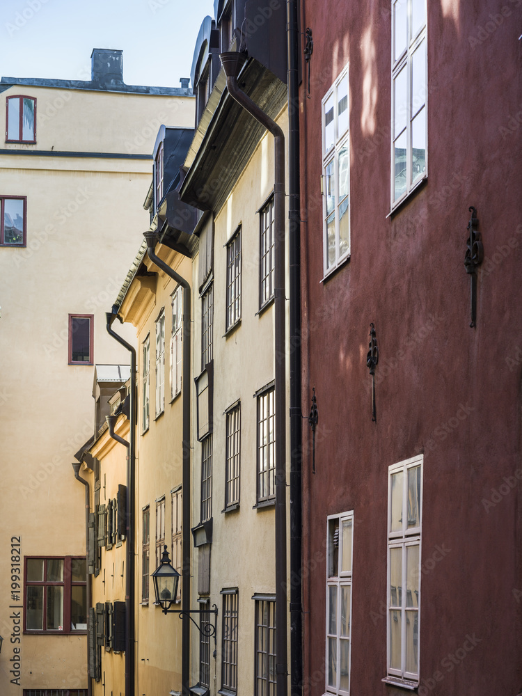 View of buildings in old town, Gamla Stan, Stockholm, Sweden