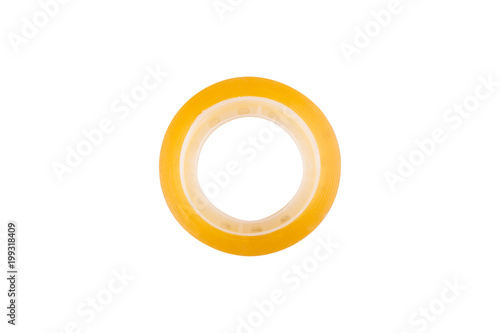 Transparent adhesive sellotape isolated over the white background.
