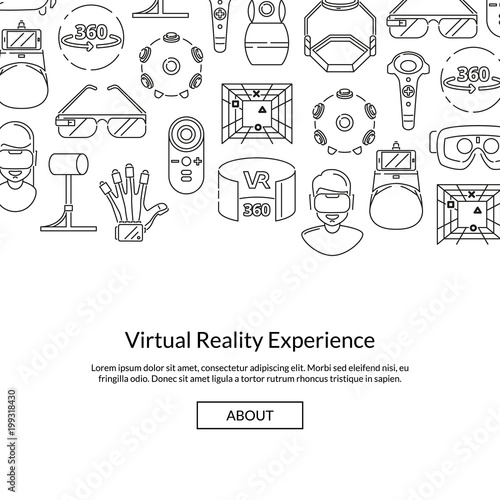 Vector background with linear style virtual reality elements