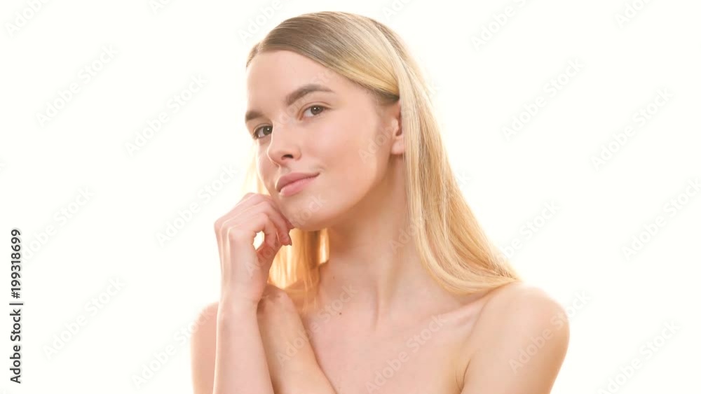 The beauty woman flirting on the white background The beauty woman flirting on the white background