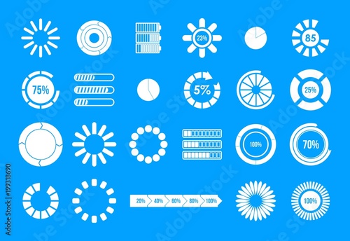 Loading icon blue set vector