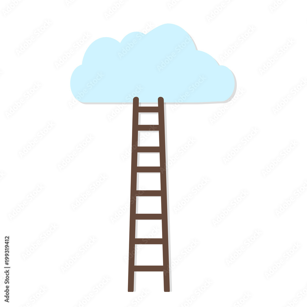 white background with brown ladder to cloud vector illustration white background with brown ladder to cloud vector illustration