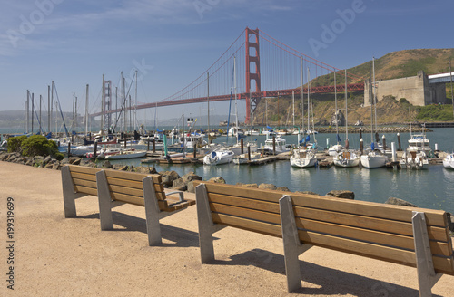 Golden Gate bridge and marina in northern California.