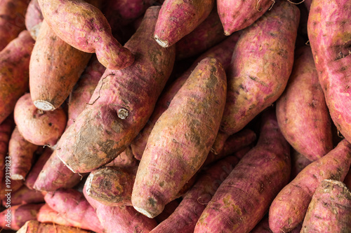 The harvested yam was sold in the market.